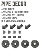 1/2 in. Black Steel Pipe Wall Hook Kit (4-Pack)