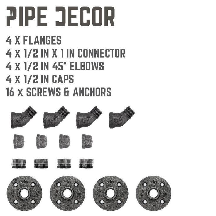 1/2 in. Black Steel Pipe Wall Hook Kit (4-Pack)
