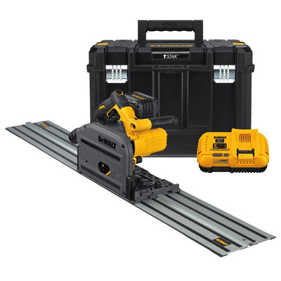 FLEXVOLT 60-Volt MAX Lithium-Ion Cordless Brushless 6-1/2 in. Track Saw Kit with Battery 2Ah, Charger, Case and Track - Super Arbor