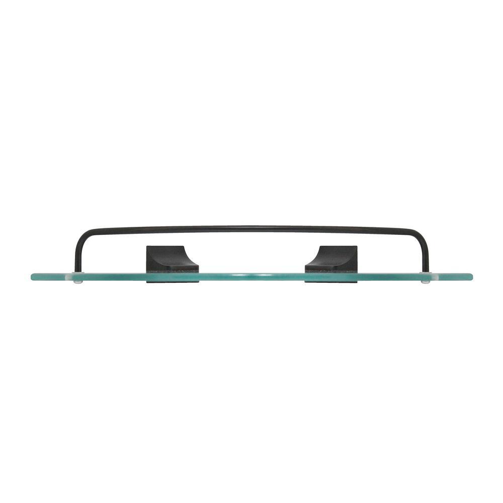 9.5 in. x 9.5 in. Glass Corner Shelf with Pre-Installed Rails in Rubbed Bronze - Super Arbor