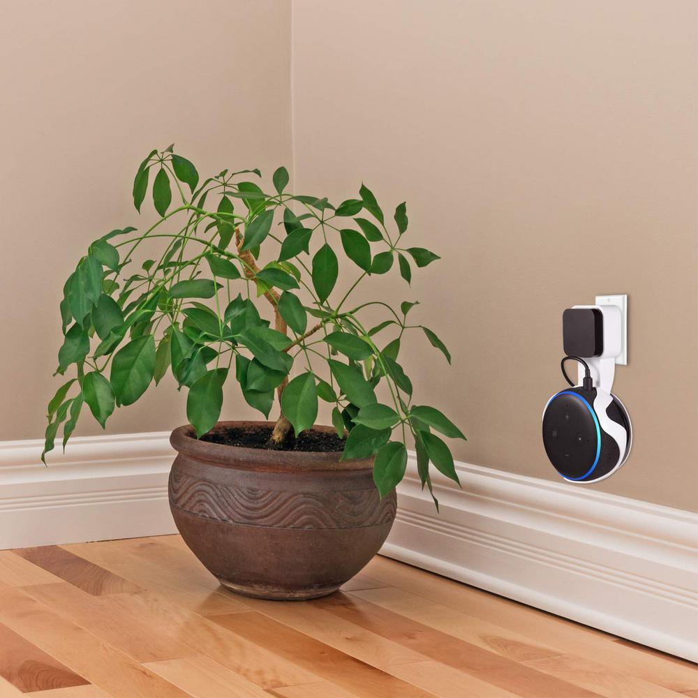 AC Outlet Wall Mount Compatible with Echo Dot (3rd Gen) - Flexible Mounting for Your Alexa Smart Speaker (1-Pack, White) - Super Arbor