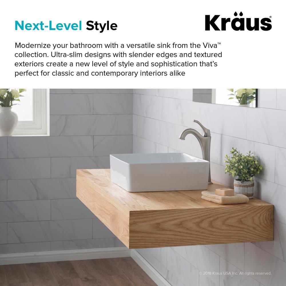 Viva 15-5/8 in. Square Porcelain Ceramic Vessel Sink in White - Super Arbor
