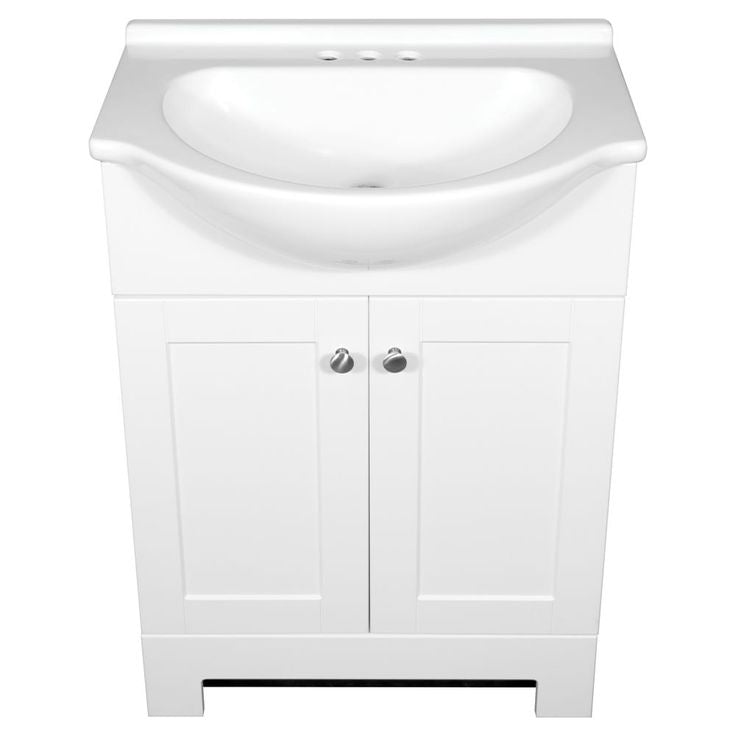 Style Selections Euro 24-in White Single Sink Bathroom Vanity with White Cultured Marble Top