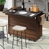 SINOFURN Brown Mdf Base with Mdf Wood Top Rolling Kitchen Cart (20.6-in x 51-in x 35-in)