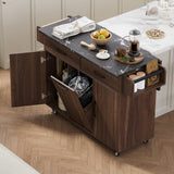 SINOFURN Brown Mdf Base with Mdf Wood Top Rolling Kitchen Cart (20.6-in x 51-in x 35-in)