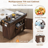 SINOFURN Brown Mdf Base with Mdf Wood Top Rolling Kitchen Cart (20.6-in x 51-in x 35-in)