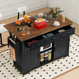 SINOFURN Black Mdf Base with Mdf Wood Top Rolling Kitchen Island (28.8-in x 53.8-in x 36.5-in)