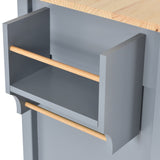 SINOFURN Gray Mdf Base with Wood Top Rolling Kitchen Cart (18.5-in x 54.33-in x 36.22-in)