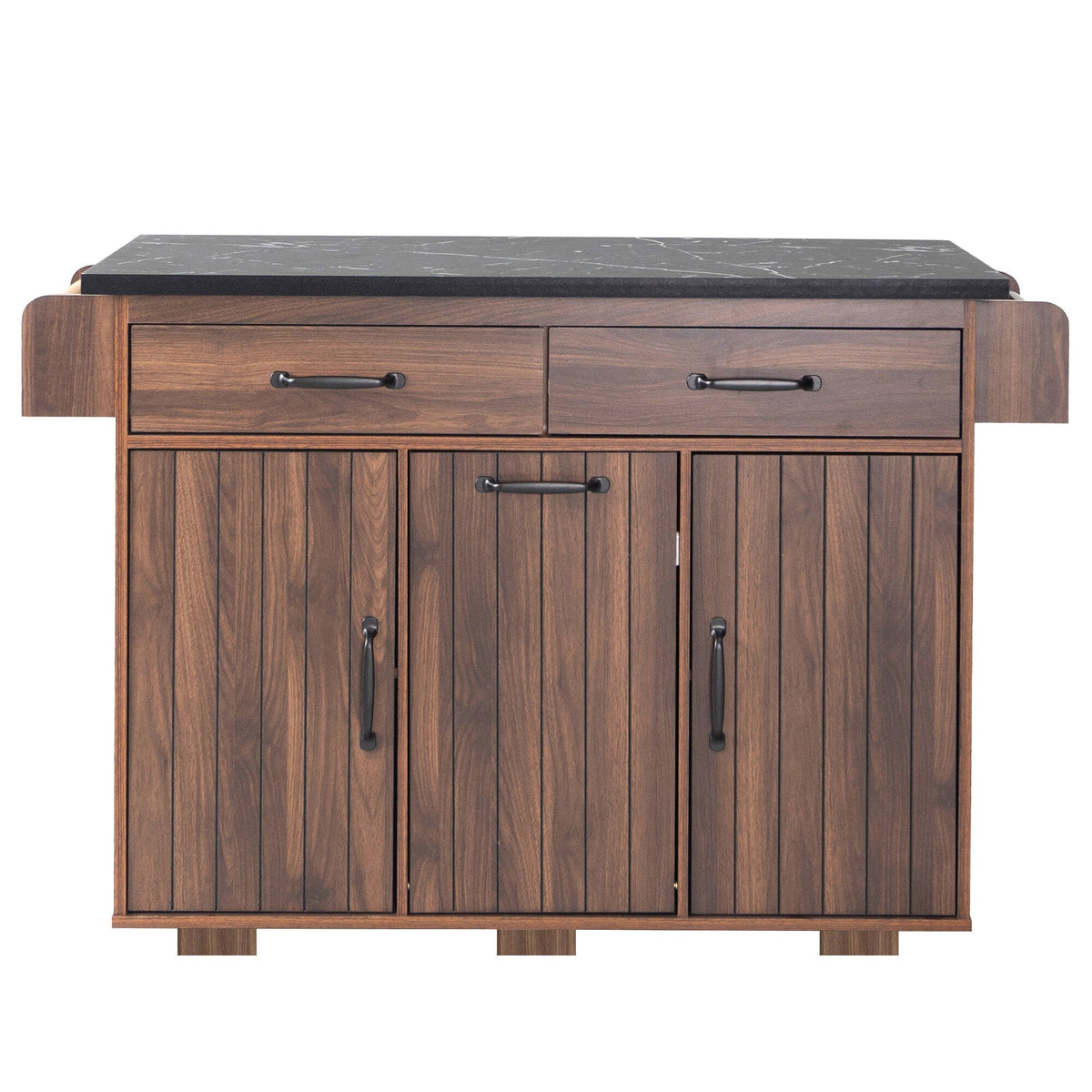 SINOFURN Brown Mdf Base with Mdf Wood Top Rolling Kitchen Cart (20.6-in x 51-in x 35-in)