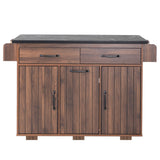 SINOFURN Brown Mdf Base with Mdf Wood Top Rolling Kitchen Cart (20.6-in x 51-in x 35-in)