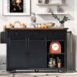 SINOFURN Black Mdf Base with Mdf Wood Top Rolling Kitchen Island (28.8-in x 53.8-in x 36.5-in)
