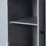 SINOFURN Gray Mdf Base with Wood Top Rolling Kitchen Cart (18.5-in x 54.33-in x 36.22-in)