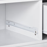 SINOFURN White Mdf Base with Wood Top Rolling Kitchen Cart (21.7-in x 43.3-in x 35.6-in)