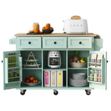 SINOFURN Green Mdf Base with Wood Top Rolling Kitchen Island (17.7-in x 53.1-in x 37.2-in)