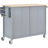 SINOFURN Gray Mdf Base with Wood Top Rolling Kitchen Cart (18.5-in x 54.33-in x 36.22-in)