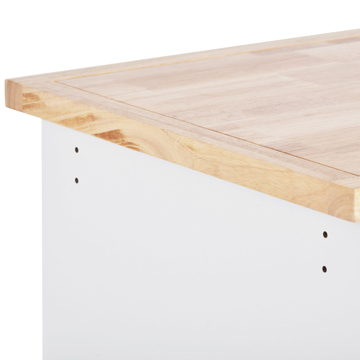 SINOFURN White Mdf Base with Wood Top Rolling Kitchen Cart (21.7-in x 43.3-in x 35.6-in)