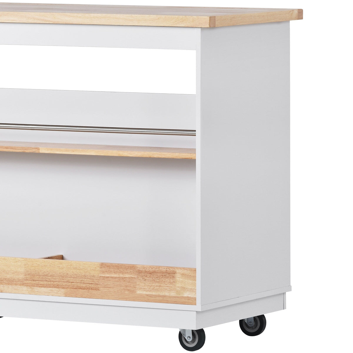 SINOFURN White Mdf Base with Wood Top Rolling Kitchen Cart (21.7-in x 43.3-in x 35.6-in)
