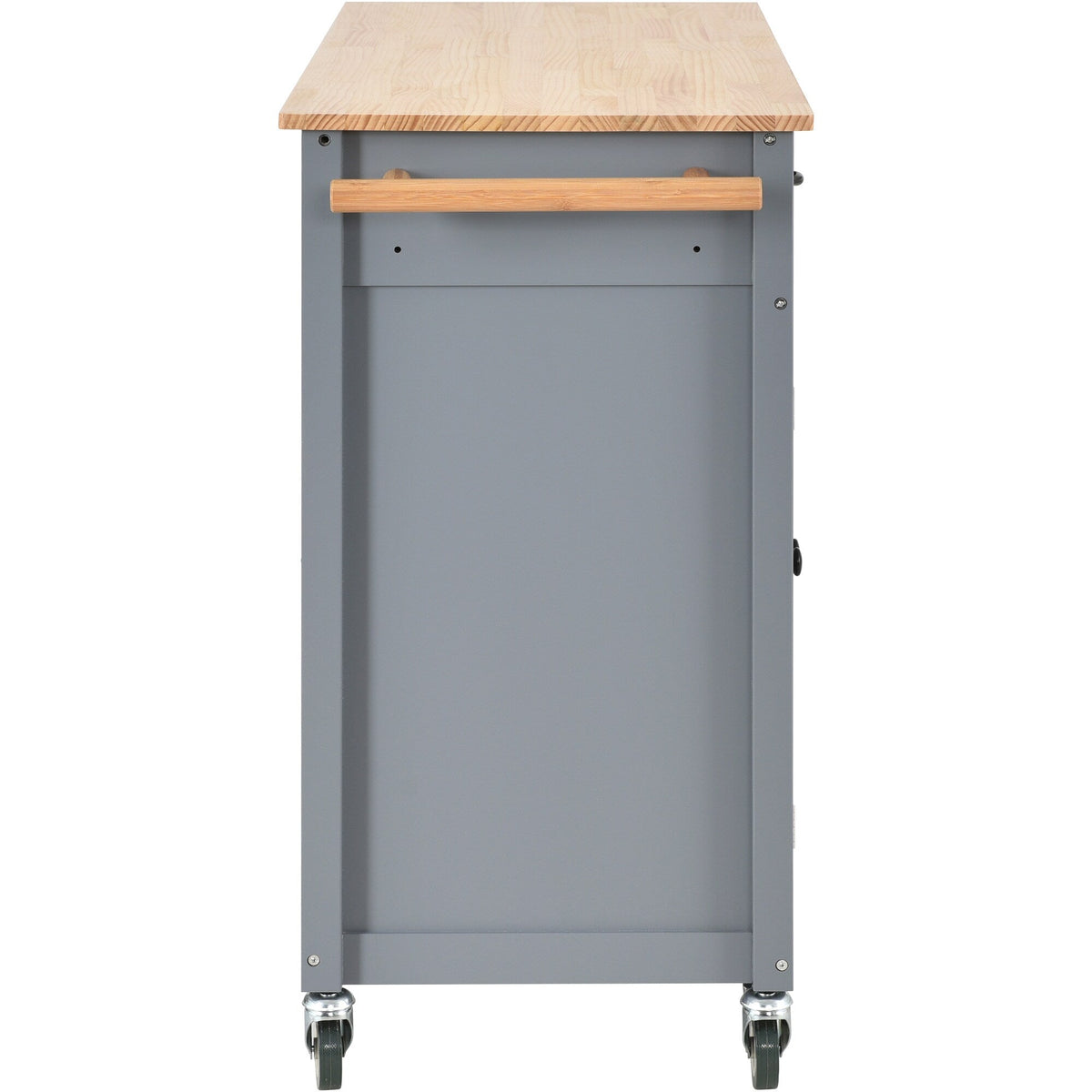 SINOFURN Gray Mdf Base with Wood Top Rolling Kitchen Cart (18.5-in x 54.33-in x 36.22-in)