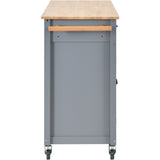 SINOFURN Gray Mdf Base with Wood Top Rolling Kitchen Cart (18.5-in x 54.33-in x 36.22-in)