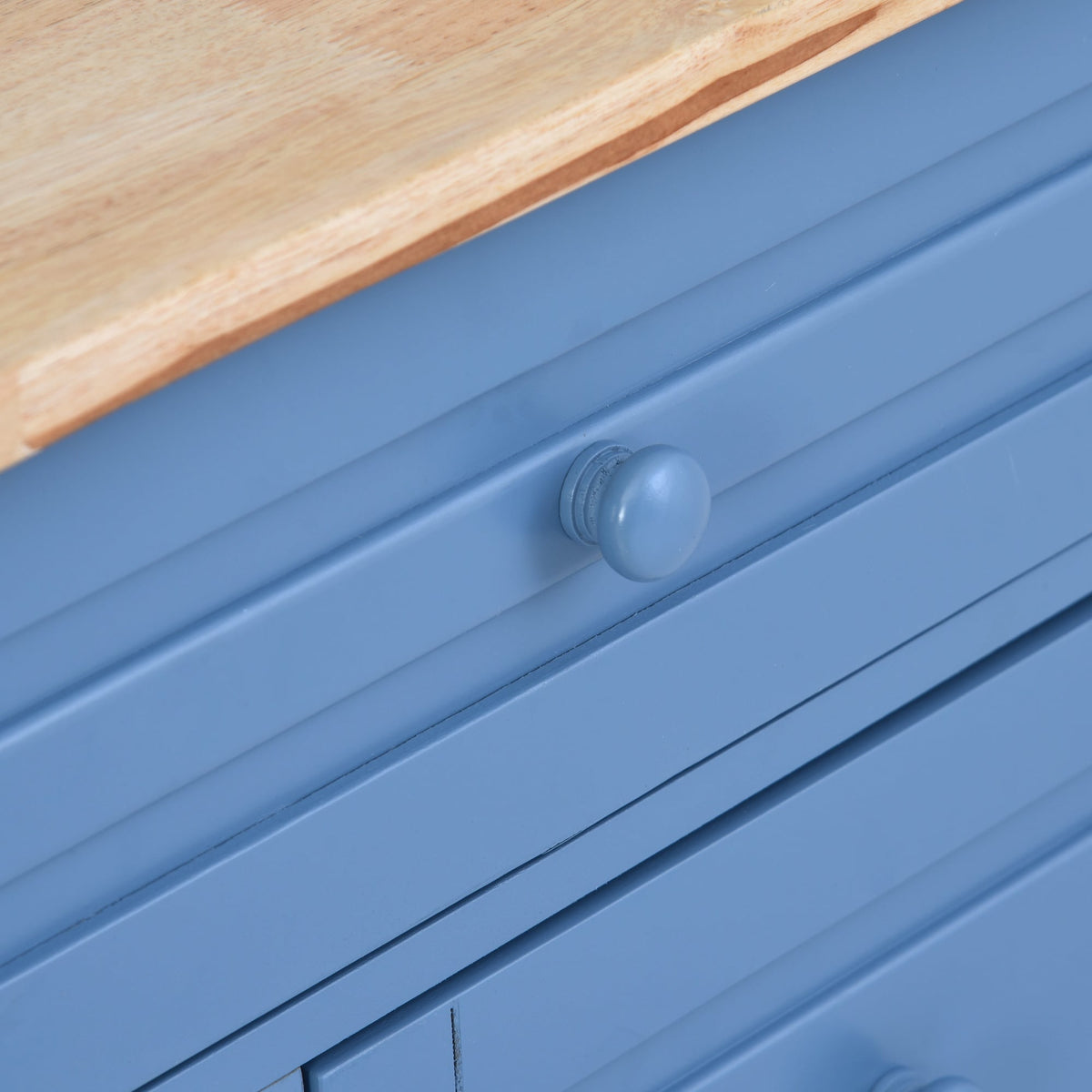 SINOFURN Blue Mdf Base with Wood Top Rolling Kitchen Cart (18.1-in x 52.8-in x 36.2-in)