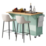 SINOFURN Green Mdf Base with Wood Top Rolling Kitchen Island (17.7-in x 53.1-in x 37.2-in)