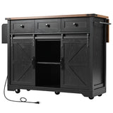 SINOFURN Black Mdf Base with Mdf Wood Top Rolling Kitchen Island (28.8-in x 53.8-in x 36.5-in)