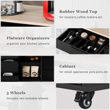 SINOFURN Black Mdf Base with Wood Top Rolling Kitchen Cart (18.5-in x 53.1-in x 37-in)