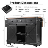 SINOFURN Black Mdf Base with Mdf Wood Top Rolling Kitchen Island (28.8-in x 53.8-in x 36.5-in)