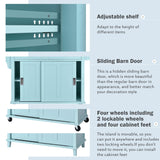 SINOFURN Green Mdf Base with Wood Top Rolling Kitchen Island (20.5-in x 52.2-in x 36.6-in)
