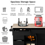 SINOFURN Black Mdf Base with Wood Top Rolling Kitchen Cart (18.5-in x 53.1-in x 37-in)