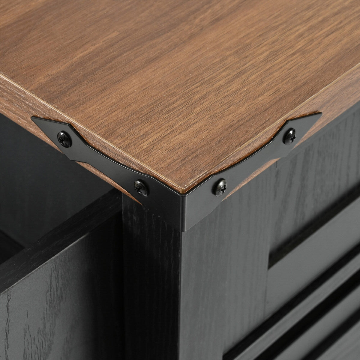 SINOFURN Black Mdf Base with Mdf Wood Top Rolling Kitchen Island (28.8-in x 53.8-in x 36.5-in)