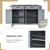 SINOFURN Gray Mdf Base with Wood Top Rolling Kitchen Cart (18.5-in x 54.33-in x 36.22-in)