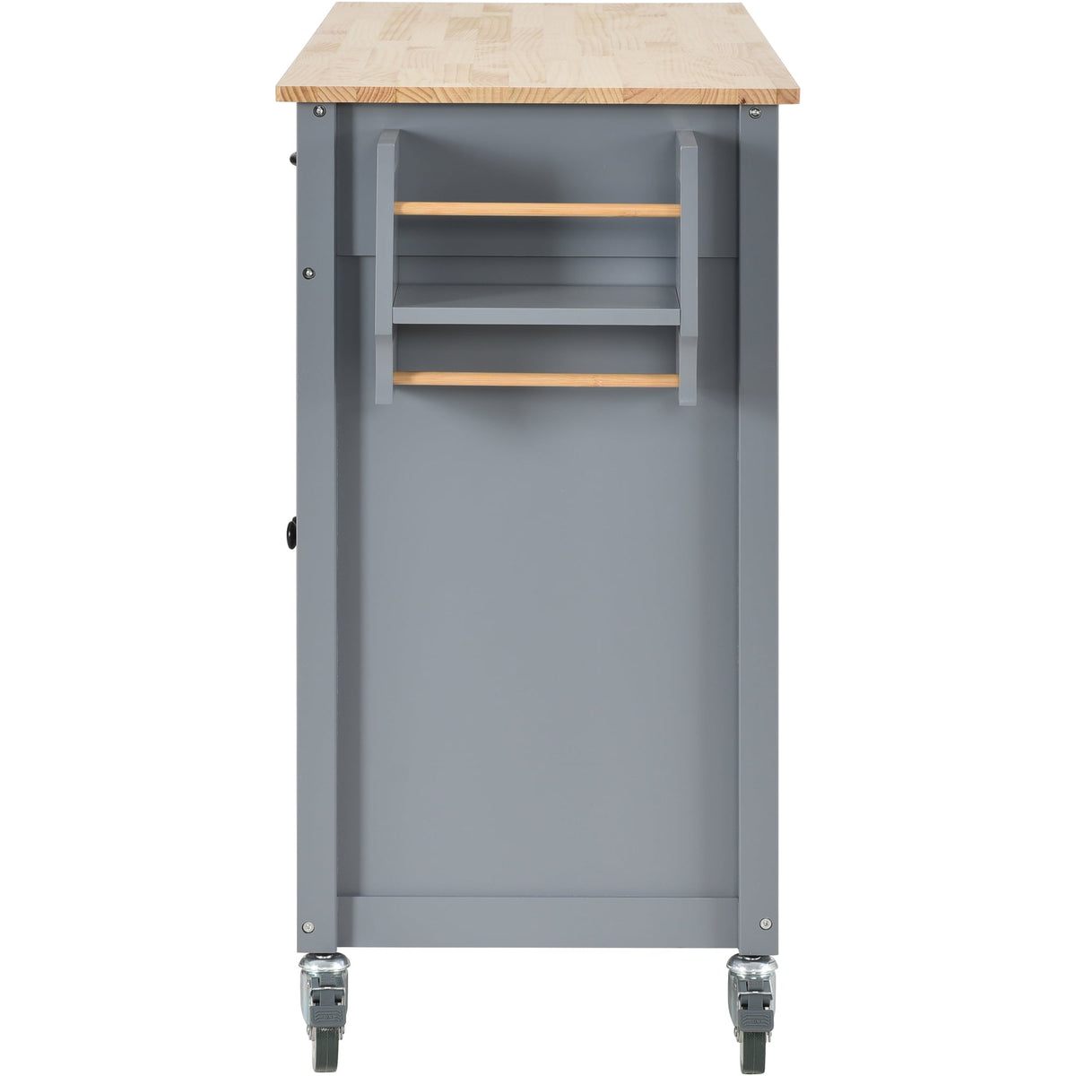 SINOFURN Gray Mdf Base with Wood Top Rolling Kitchen Cart (18.5-in x 54.33-in x 36.22-in)