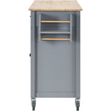 SINOFURN Gray Mdf Base with Wood Top Rolling Kitchen Cart (18.5-in x 54.33-in x 36.22-in)