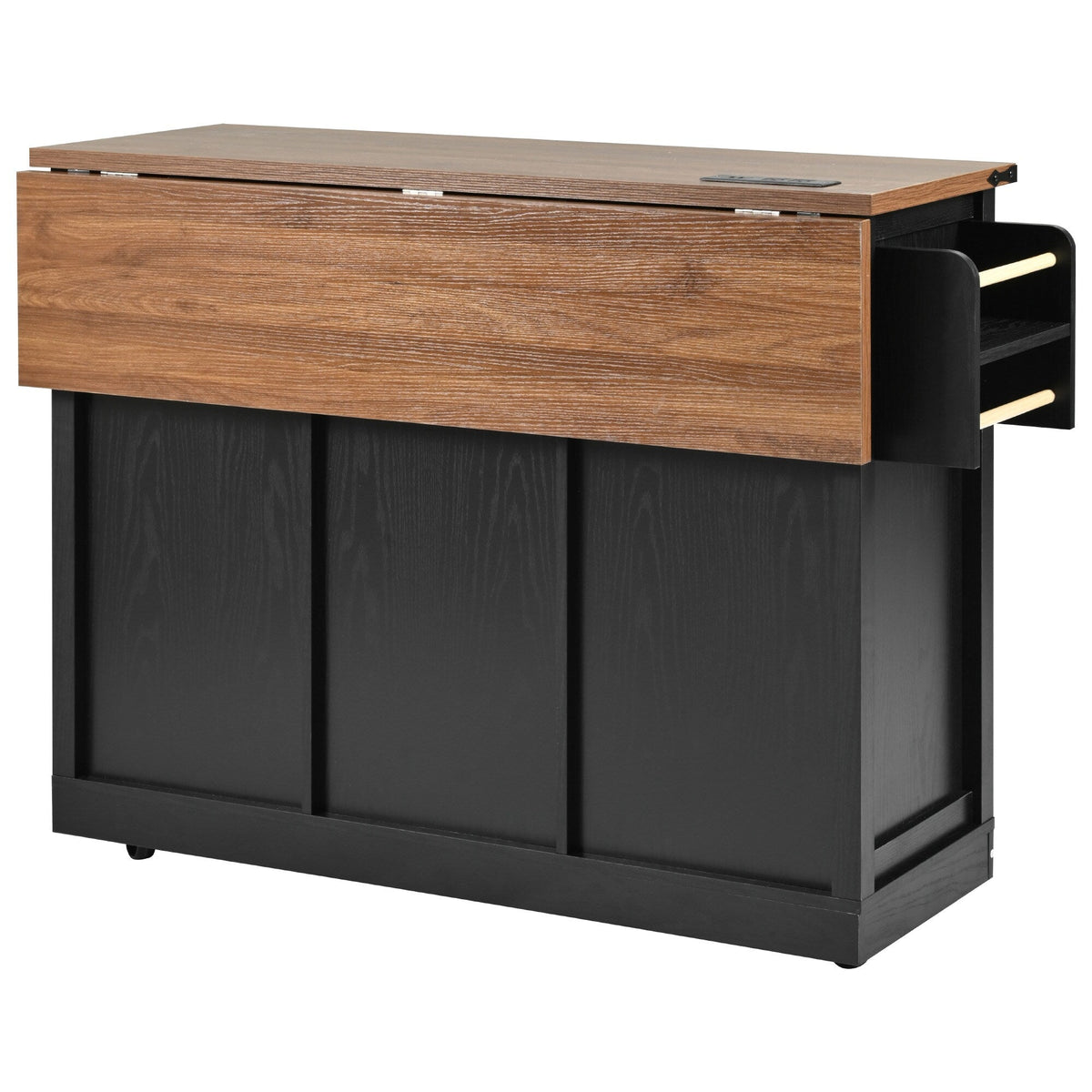 SINOFURN Black Mdf Base with Mdf Wood Top Rolling Kitchen Island (28.8-in x 53.8-in x 36.5-in)