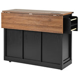 SINOFURN Black Mdf Base with Mdf Wood Top Rolling Kitchen Island (28.8-in x 53.8-in x 36.5-in)