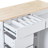SINOFURN White Mdf Base with Wood Top Rolling Kitchen Cart (18.5-in x 53.1-in x 37-in)