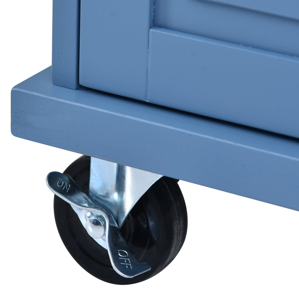 SINOFURN Blue Mdf Base with Wood Top Rolling Kitchen Cart (18.1-in x 52.8-in x 36.2-in)