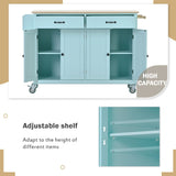 SINOFURN Blue Mdf Base with Wood Top Rolling Kitchen Cart (18.5-in x 54.33-in x 36.22-in)