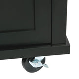 SINOFURN Black Mdf Base with Wood Top Rolling Kitchen Island (17.7-in x 53.1-in x 37.2-in)