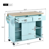 SINOFURN Green Mdf Base with Wood Top Rolling Kitchen Island (20.5-in x 52.2-in x 36.6-in)