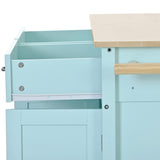 SINOFURN Blue Mdf Base with Wood Top Rolling Kitchen Cart (18.5-in x 54.33-in x 36.22-in)