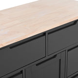 SINOFURN Black Mdf Base with Wood Top Rolling Kitchen Cart (18.5-in x 53.1-in x 37-in)