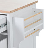 SINOFURN White Mdf Base with Wood Top Rolling Kitchen Cart (18.5-in x 53.1-in x 37-in)