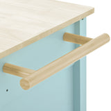 SINOFURN Blue Mdf Base with Wood Top Rolling Kitchen Cart (18.5-in x 54.33-in x 36.22-in)