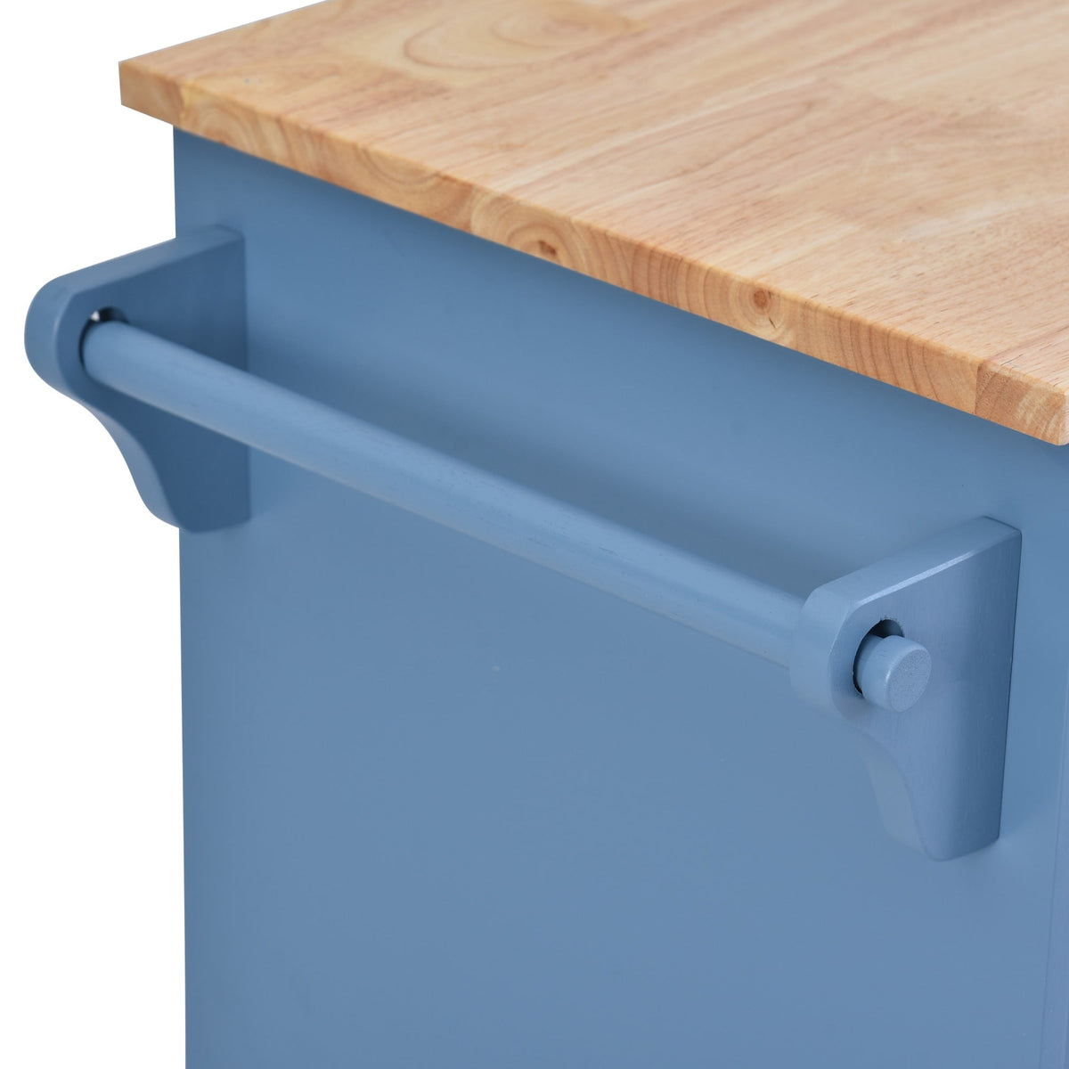 SINOFURN Blue Mdf Base with Wood Top Rolling Kitchen Cart (18.1-in x 52.8-in x 36.2-in)
