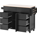 SINOFURN Black Mdf Base with Wood Top Rolling Kitchen Cart (18.5-in x 53.1-in x 37-in)