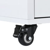 SINOFURN White Mdf Base with Wood Top Rolling Kitchen Cart (18.5-in x 53.1-in x 37-in)