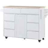 SINOFURN White Mdf Base with Wood Top Rolling Kitchen Cart (18.5-in x 53.1-in x 37-in)