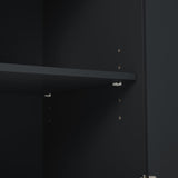 SINOFURN Black Mdf Base with Wood Top Rolling Kitchen Cart (29.3-in x 39.8-in x 33.7-in)